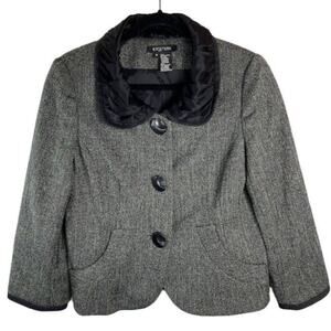Tweed Jacket Womens 8 Chunky Button Blazer Ruffle Collar Career Dress Coat